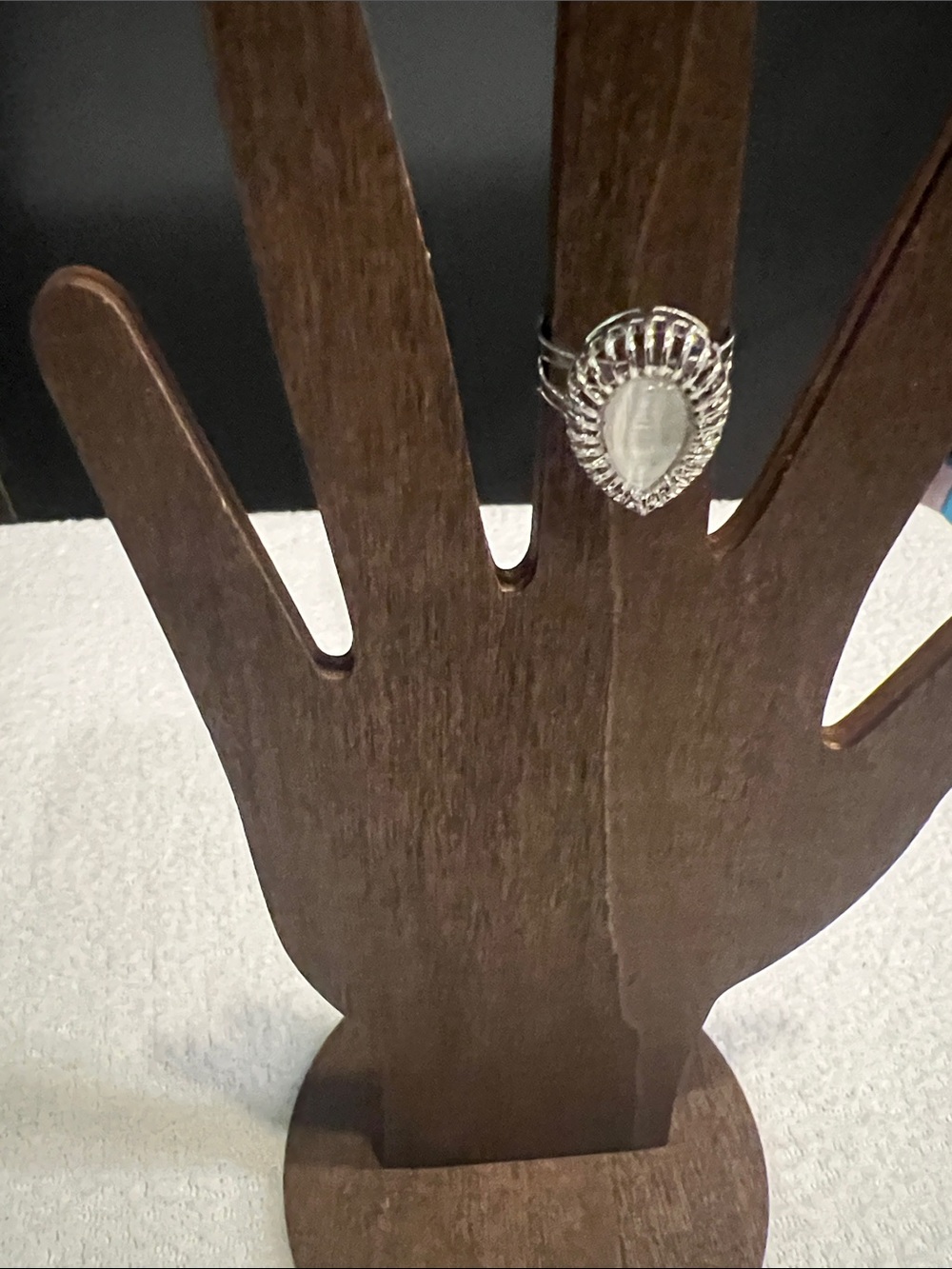 Silver Teardrop Filigree Statement Ring - Silver